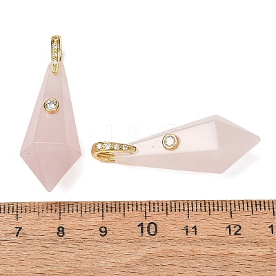 Natural Rose Quartz Beaded European Dangle Charms GG-CBA9389-03H-1