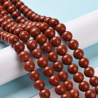 Natural Red Jasper Beads Strands X-G-I199-25-8mm-1