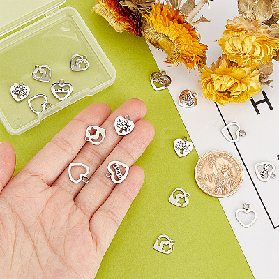 16Pcs 4 Style 304 Stainless Steel Charms STAS-DC0005-46-1