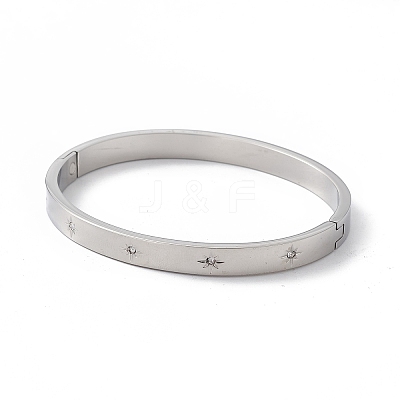 Crystal Rhinestone Star Hinged Bangle BJEW-F390-06-1