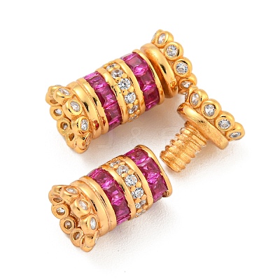 925 Sterling Silver Micro Pave Cubic Zirconia Screw Clasps STER-U001-05C-G-1