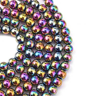 Non-magnetic Synthetic Hematite Beads Strands G-S096-10mm-5-1