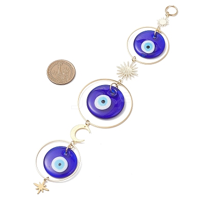 Handmade Lampwork Flat Round with Evil Eye Hanging Suncatchers HJEW-JM04405-1
