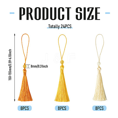 24Pcs 3 Colors Polyester Tassel Decorations OCOR-TADJ0007-01A-1