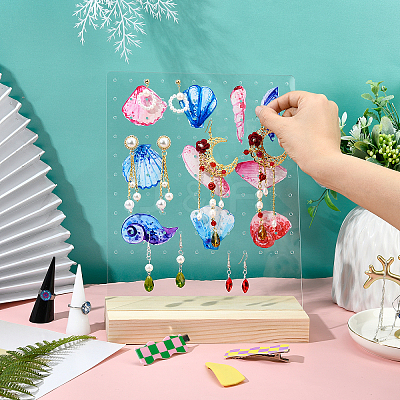 Acrylic Earrings Display Stands ODIS-WH0011-44-1