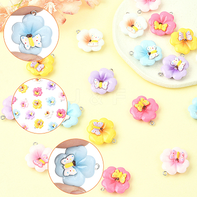 24Pcs 6 Colors Opaque Resin Pendants RESI-SC0006-47-1