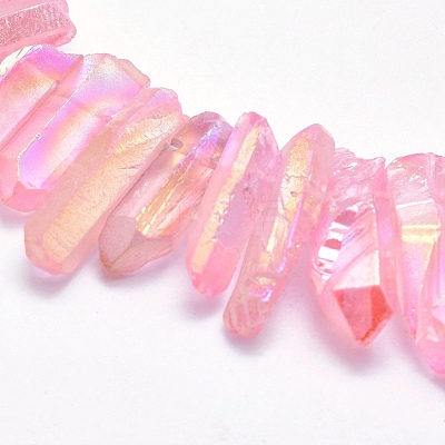 Electroplated Natural Quartz Crystal Beads Strands G-P368-05E-1