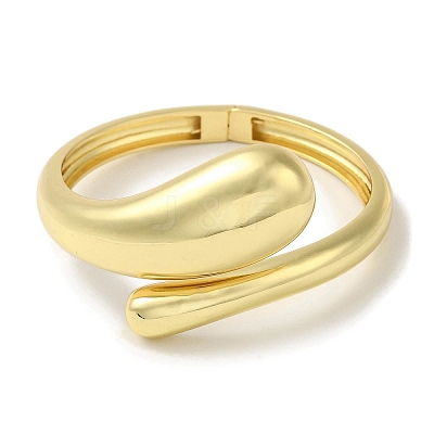 Rack Plating Brass Teardrop Open Cuff Bangles for Women BJEW-P323-07G-1