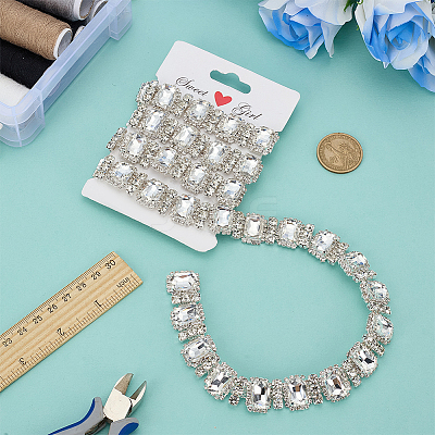 1 Yard Rectangle Iron Rhinestone Strass Chains CH-FG0001-02B-1