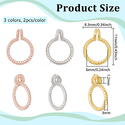 6Pcs 3 Colors Rhodium Plated 925 Sterling Silver Dount Bails STER-BC0002-71-1