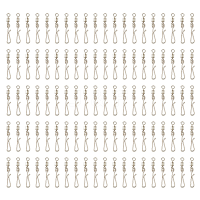 100Pcs Brass with Stainless Steel Fishing Fishhook Connector Clasp FIND-FH0010-48P-1