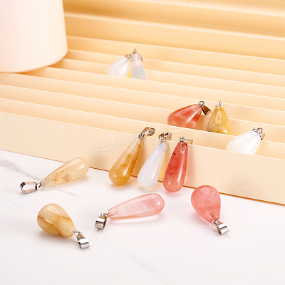 12Pcs 6 Style Natural & Synthetic Gemstone Pendants G-FW0001-23-1