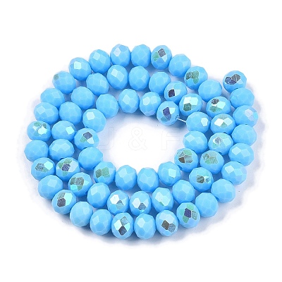 Electroplate Opaque Solid Color Glass Beads Strands EGLA-A044-P8mm-L08-1