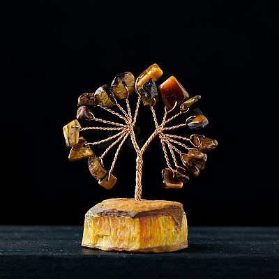 Natural Tiger Eye Chips Tree Decorations PW-WG47948-06-1