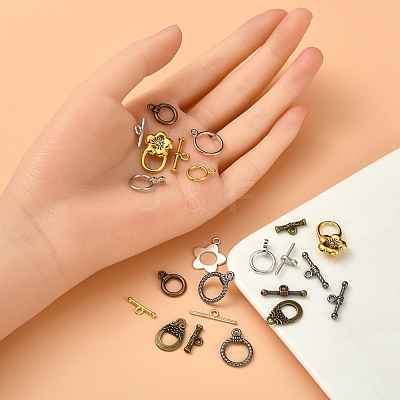 74Set 8 Style Tibetan Style Alloy Toggle Clasps FIND-YW0001-38-1