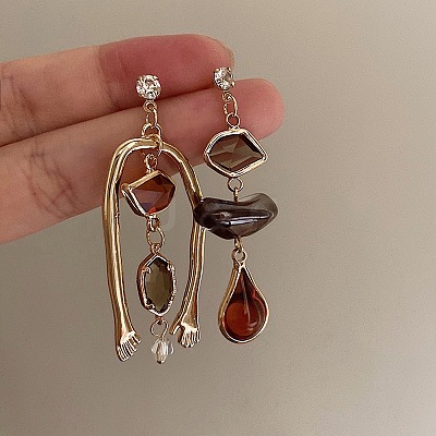 Zinc Alloy Resin Dangle Earrings FS-WG0D0C1-01-1