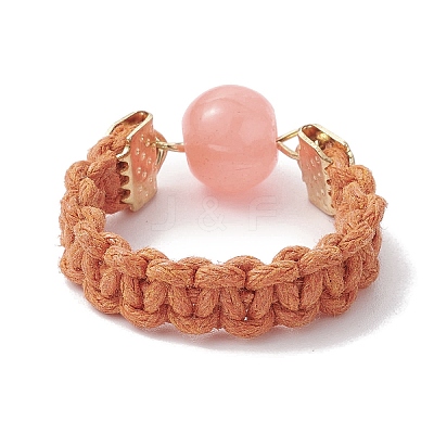 Glass Round Ball Braided Bead Style Finger Ring RJEW-JR00600-05-1