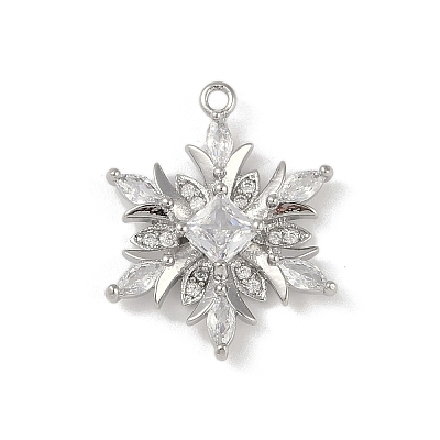 Christmas Theme Brass Micro Pave Cubic Zirconia Pendants KK-Z065-01-02P-1