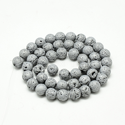 Electroplate Natural Lava Rock Beads Strands G-T058-03I-1
