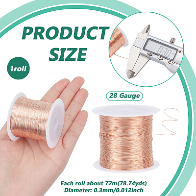 1 Roll Copper Craft Wire Copper Beading Wire CWIR-NB0001-03B-1