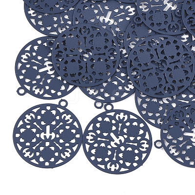 430 Stainless Steel Filigree Pendants X-STAS-T042-10A-1