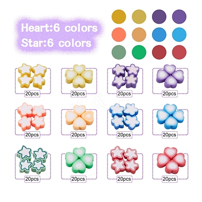 240Pcs 12 Style Handmade Polymer Clay Beads CLAY-YW0001-29-1