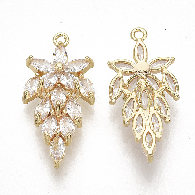 Brass Micro Pave Cubic Zirconia Pendants X-ZIRC-K082-019A-1