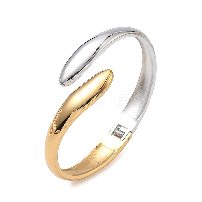 Two Tone 304 Stainless Steel Cuff Bangles BJEW-F540-04GP-1