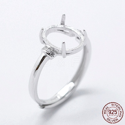 Anti-Tarnish Rhodium Plated 925 Sterling Silver Finger Ring Components STER-G027-05P-1