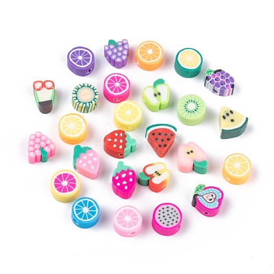 Handmade Polymer Clay Fruit Theme Beads X-CLAY-Q215-01-1