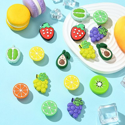 18Pcs 9 Styles Fruit Theme Food Grade Silicone Focal Beads SIL-CJ0002-18-1
