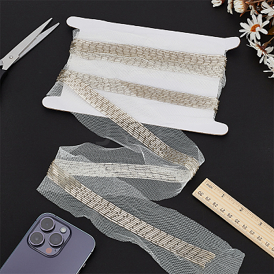 2 Yards 9-Row Glass Seed Beaded Lace Trim OCOR-FG0002-60B-1