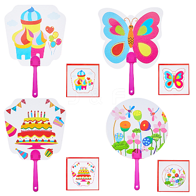 16Pcs 4 Styles Paper Hand Held Fan DIY-GF0010-33-1