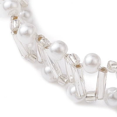 Imitated Pearl Acrylic & Glass Beaded Bracelets with 304 Stainless Steel Lobster Claw Clasps for Women BJEW-JB10199-02-1