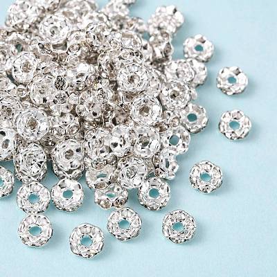 Brass Rhinestone Spacer Beads RB-A014-L6mm-01S-1