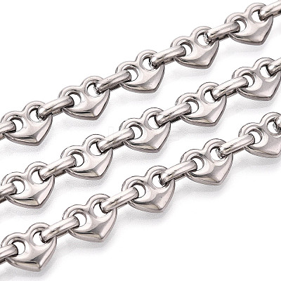 304 Stainless Steel Heart Link Chains CHS-Q009-03P-01-1