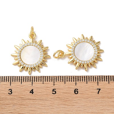 Brass Micro Pave Clear Cubic Zirconia Pendants X-KK-B083-36C-G-1
