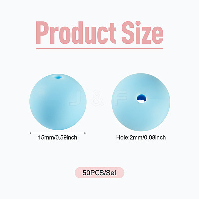 50Pcs Food Grade Eco-Friendly Silicone Beads SIL-TADJ0001-03J-1