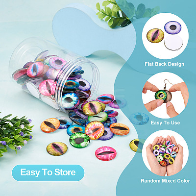 Eye Printed Glass Cabochons GGLA-BT0001-01-1