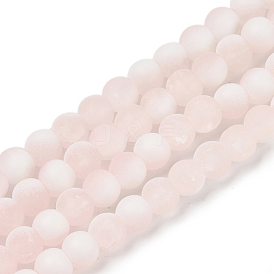 Frosted Crackle Glass Beads Strands GLAA-U001-8mm-M12-1