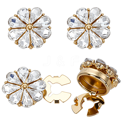 4Pcs 1-Hole Alloy & Glass Buttons FIND-FG0004-59G-1