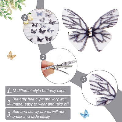 24Pcs 2Bags Cloth Butterfly Alligator Hair Clip FIND-CP0002-49A-1