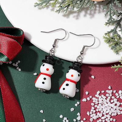 Christmas Theme Glass Dangle Earrings EJEW-TA00475-02-1