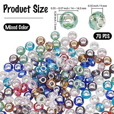 70Pcs Pearlized Glass European Beads GPDL-PA0001-02-1