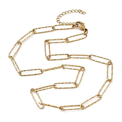 5MM 304 Stainless Steel Textured Paperclip Chain Necklaces for Women Men SA-CBA37BC-20G-1