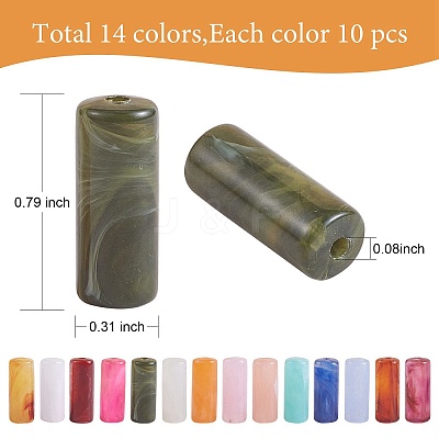 140Pcs 14 Colors Acrylic Beads MACR-SZ0001-78-1