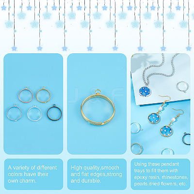 40Pcs 5 Colors Rack Plating Brass Open Back Bazel KK-PH0004-68-1