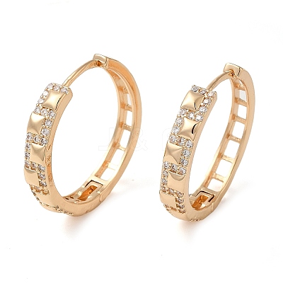Brass Micro Pave Cubic Zirconia Hoop Earrings EJEW-M238-83KCG-1