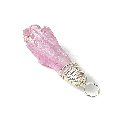 5Pcs Electroplated Natural Quartz Pendants PALLOY-JF03162-1