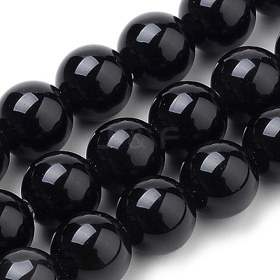 Natural Black Onyx Beads Strands X-G-S259-19-8mm-1